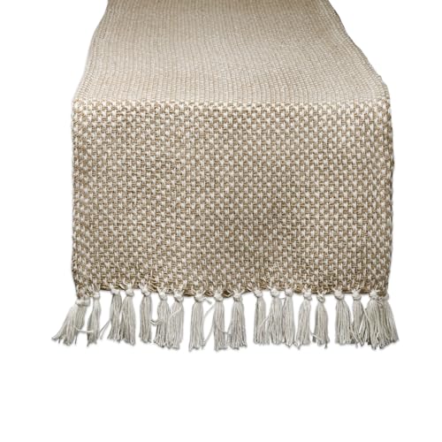 DII Woven Basics Collection 100% Cotton Knit Table Runner, 15x72, Stone - color: Stone, size: 15x72"