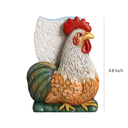 Resin Retro Rooster Shape Sponge Holder for Kitchen Sink, Compact Sink Caddy Organizer, Scouring Pad and Dish Sponge Holder, B