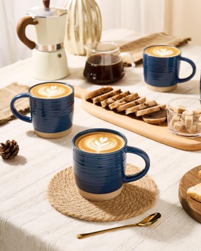 famiware Coffee Mugs Set of 4, 13 oz Mug Set, Ceramic Cup Set with Handle | Stoneware Mug for Coffee, Tea, Latte, Cappuccino, Microwave and Dishwasher Safe, Constellation Series，Abysses Blue - color: Constellation-Abysses Blue, size: 4 Count (Pack of 1)