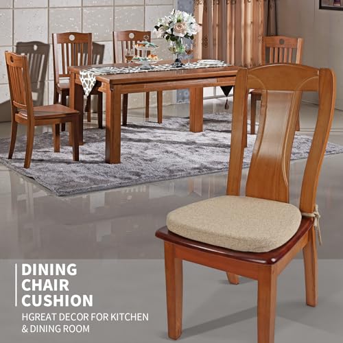 SINOSSO 1 Pack Memory Foam Chair Cushions for Dining Chair, Friendly Woven Fabric 16" U-Shape Comfortable Kitchen Chair Pad, Removable Slip Resistant Seat Cushion (1 Piece, Linen) - color: Light Brown