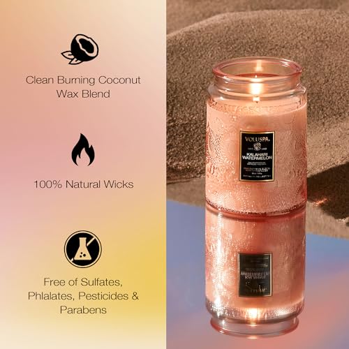 Voluspa Kalahari Watermelon, Large Candle Jar, 18 oz, 100 Hour Burn Time, Coconut Wax for Clean Burning, Handcrafted in the USA - color: 13 - Kalahari Watermelon