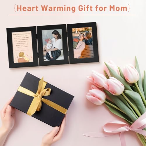 Golden State Art, 4x6 Triple Picture Frame Black- Real Glass, 1 Pack | Trifold Photo Frame Vertical Display for Desktop - Three Folding Picture Collage - color: Black, size: 4x6(1 Pack)