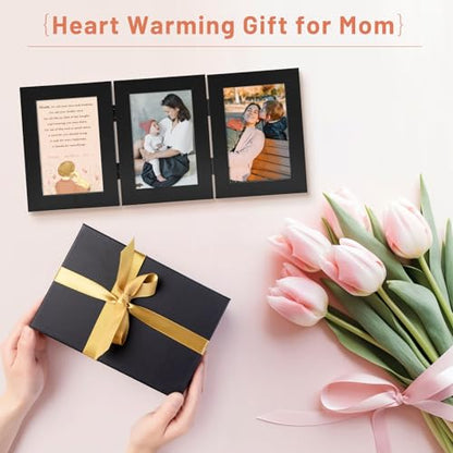 Golden State Art, 4x6 Triple Picture Frame Black- Real Glass, 1 Pack | Trifold Photo Frame Vertical Display for Desktop - Three Folding Picture Collage - color: Black, size: 4x6(1 Pack)