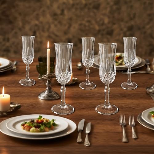 4.4Oz Vintage Champagne Glasses Set of 12 Crystal Dishwasher Safe | Elegant goblet glassware for wine, whiskey & liqueur — ideal for Valentine’s, weddings & anniversaries