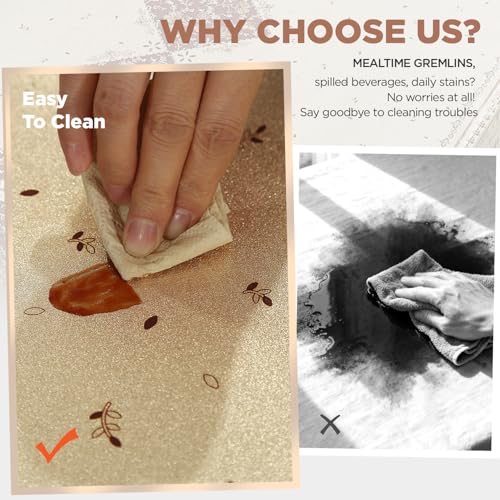Rectangle Heavy Duty Vinyl Tablecloth Flower Gold Waterproof Oil-Proof Table Cloth Wipeable Fabric Table Cover Protector for Banquet Gathering Birthday Use（Gold Metallic Flower 54"x78"） - color: Gold Metallic Flower
