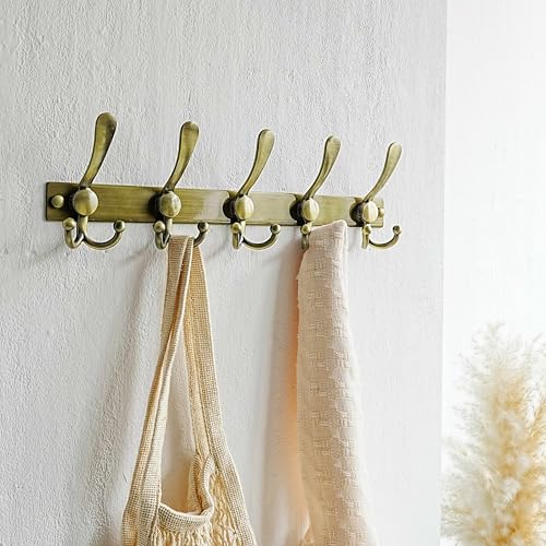 Coat Rack Wall Mount, Heavy Duty 12-Gauge Base vs Flimsy 1mm, Double-Thick Solid Anti-Snap Hooks, 16” Stud-Mount, Stainless Steel Hanger for Clothes Hat Entryway Closet, Bronze, Pack of 2 - color: Bronze, size: L=17" (2pcs)