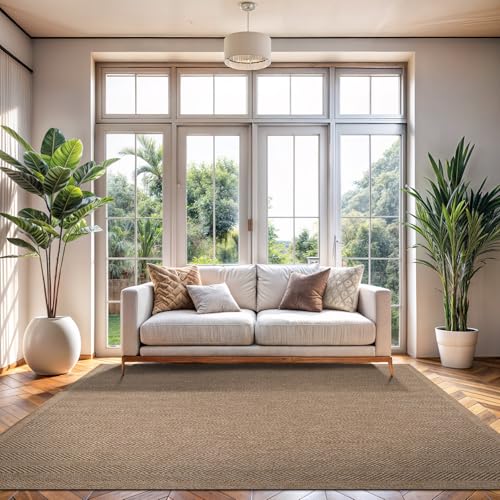 Easy Jute Rug 4x6, Indoor Outdoor Natural Color Fiber Area Rugs for Living Room Patio and Bedroom Rug Herringbone Seagrass Woven Design Easy-Cleaning, Washable Outside Carpet Alfombras 4 x 6 - color: Herringbone/Natural, size: 4' x 6' (Rectangular)