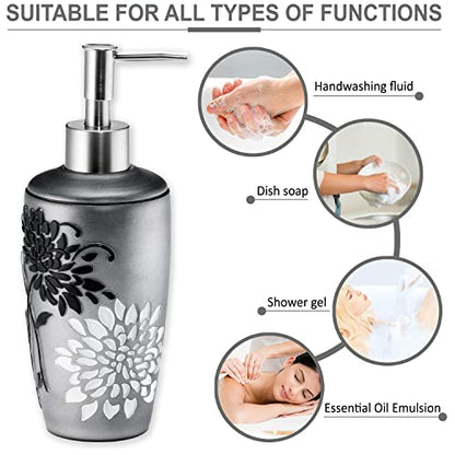 Zahari Home 4pc Erica Bathroom Accessories Sets Modern Classic Soap Dispenser, Tumbler, Tooth Brush Holder and Soap Dish Holder Unique Design Grey Bathroom Set - color: Erica, style: 4 Piece Set