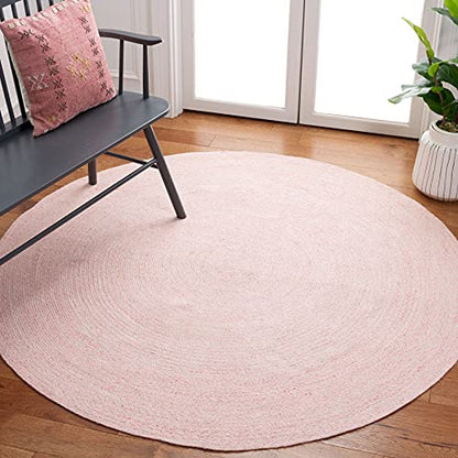 SAFAVIEH Cape Cod Collection 6' Round Pink CAP224U Handmade Braided Area Rug - color: Pink, size: 6' (Round)