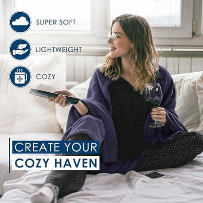 Twin Size Fleece Bed Blanket | Comfy Supersoft Fleece Blanket – All-Season Light Weight Throw Blanket | Luxuriously Soft | Throw Blanket for Couch and Sofa | Machine Wash | Navy - color: Navy, size: Twin