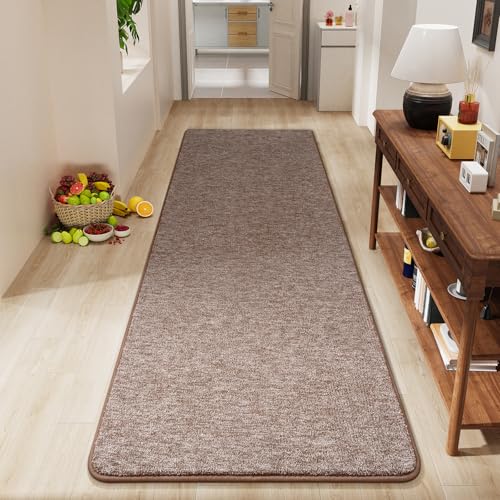 2x6 Hallway Runner Rug，Soft Memory Foam Runner Rugs for Bedroom | Washable Runner Rug for Hallway, Kitchen, Entryway, Living Room, Low Pile Non Slip Fluffy Carpet Home Decor, Brown and White - color: Brown and White, size: 2' x 6' (Runner)