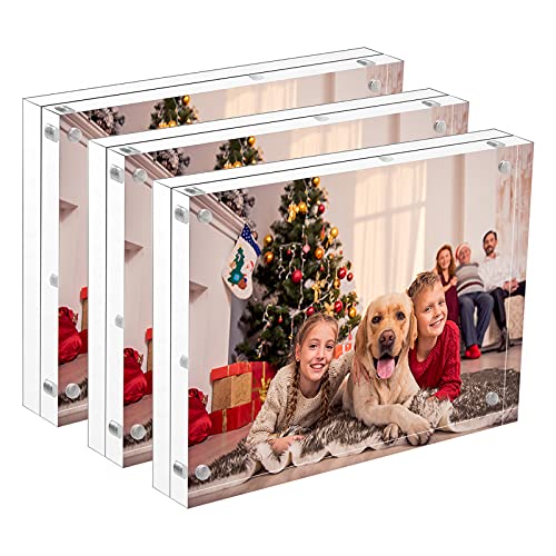 NIUBEE 5x7 Acrylic Picture Frame 3 Packs, Photo Frame 20% Thicker Block | Shatterproof &Safe, 95% High Transparency, UV protection, Double-sided display Magnetic Desktop Frames for Picture Display - size: 5x7"(3 Packs)