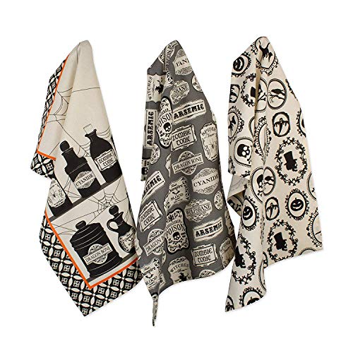 DII Halloween Hand Towels for The Kitchen Decorative Spooky & Fun Cotton Printed Dishtowel Set, 18x28, Hocus Pocus, 3 Count - color: Hocus Pocus