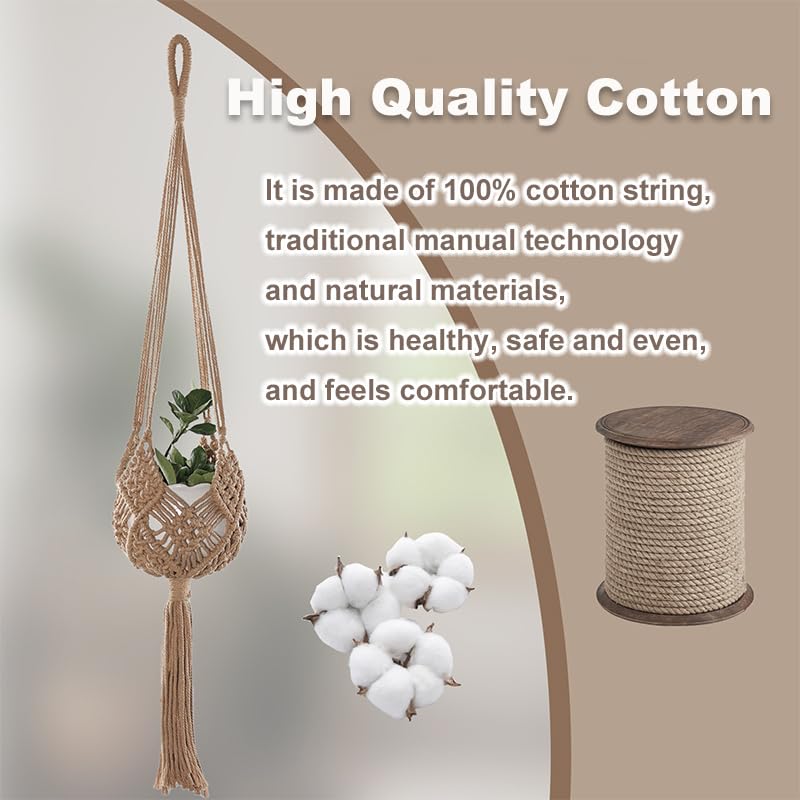 2-Pack Macrame Plant Hangers, Jute Hanging Planters for Indoor Plants for up to 8 Inch Pot Hanging Baskets Boho Plant Holder Basket for Outdoor Home, Handwoven, 35 Inchs