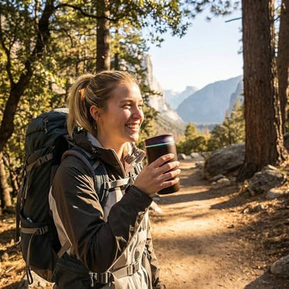 12 oz coffee tumbler Insulated coffee mug with lid Slider Insulated Stainless Steel Coffee Tumbler, Travel Mug for Hot and Iced Beverages insulated travel coffee mug (black) - color: Black