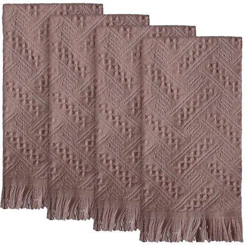 HunnmingRe 5 Pack Boho Hand Towel for Kitchen,Brown | 14x30 Inch, 100% Turkish Cotton, Summer Boho Decorative ,Towel Waffle ,Farmhouse Decor ,Absorbent Soft ,Guest Gift - color: Brown