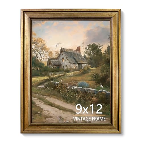 9x12 Picture Frame Vintage Gold for Tabletop & Wall Mount | Picture Frames for Living Room, Bedroom, Office Décor & Wedding Gift - color: Gold, size: 9X12 - 1 Pack