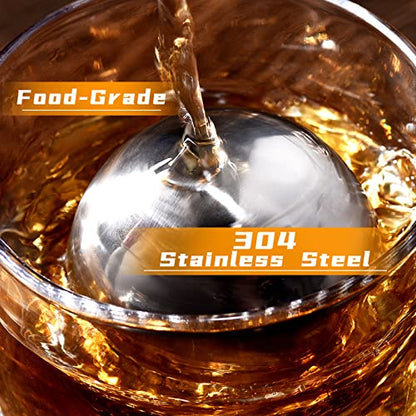 Whiskey Balls Reusable 55mm, Father's Day Bourbon Gifts for Men, Whiskey Ice Stones with Tongs, Anniversary Birthday Gifts for Dad Boyfriend Grandpa Him Husband from Wife 10pcs - color: Sliver - Round Balls