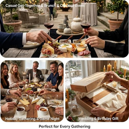 Charcuterie Boards Gift Set - Acacia Wood Cheese Board Set Charcuterie Tray & Serving Platter for Hosting & Entertaining, Bridal Shower Gifts for Women, Gifts for Home, Wedding & Birthday