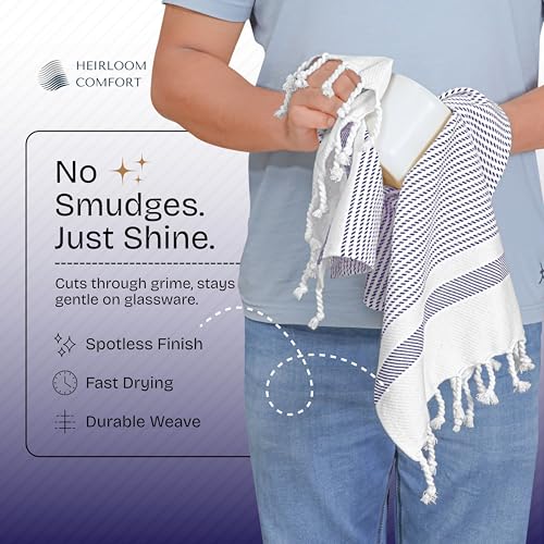 Indigo Blue Turkish Kitchen Towels 16x26 Inch, 3 Pack, 100% Cotton, Soft, Absorbent, Fast Dry, Machine Washable, Dish Towel with Tassels for Drying Dishes, Cleaning, Everyday Use - color: Indigo Blue, style: 3 Pack