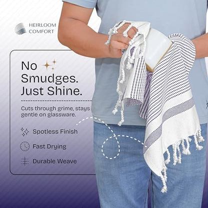 Indigo Blue Turkish Kitchen Towels 16x26 Inch, 3 Pack, 100% Cotton, Soft, Absorbent, Fast Dry, Machine Washable, Dish Towel with Tassels for Drying Dishes, Cleaning, Everyday Use - color: Indigo Blue, style: 3 Pack