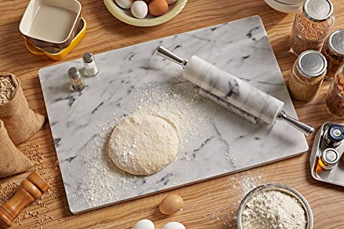 JEmarble Pastry Board 8x12 inch with Non-Slip Rubber Feets for Stability Perfect for Keep the Dough Cool and Chocolate Tempering(Premium Quality) White - size: 12"L x 8"W (Board Only)