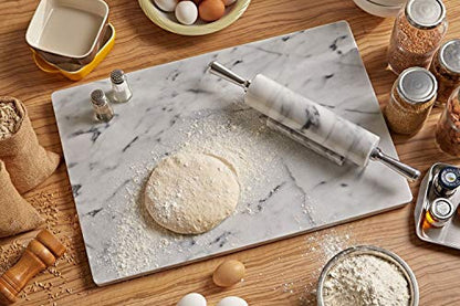JEmarble Pastry Board 8x12 inch with Non-Slip Rubber Feets for Stability Perfect for Keep the Dough Cool and Chocolate Tempering(Premium Quality) White - size: 12"L x 8"W (Board Only)