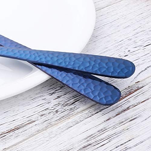 Salad Spoon and Fork Set, 12 Inch Stainless Steel Salad Server, Blue Large Serving Utensils, Dishwasher Safe, Pack of 2 - color: Blue
