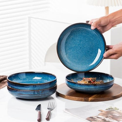 Set of 4-Serving bowls- Stackable Serving Bowls Sets for Pasta, 8.5 IN | Perfect for Housewarming, -Royal Blue (Royal Blue, 8.5 IN)