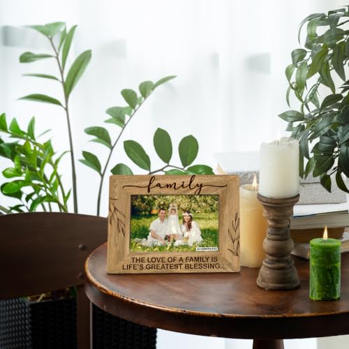 Family Gifts, Wooden Picture Frame - The Love of a Family is Life's Greatest Blessing, Gift for Dad, Mom, Grandparents, Father, From Son, Daughter, Rustic Photo Frames 4 x 6-Nature Wood Texture A3 - color: Color 04