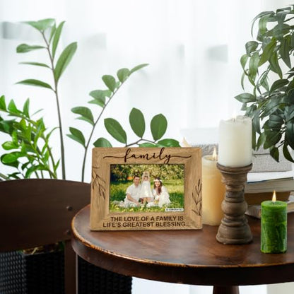 Family Gifts, Wooden Picture Frame - The Love of a Family is Life's Greatest Blessing, Gift for Dad, Mom, Grandparents, Father, From Son, Daughter, Rustic Photo Frames 4 x 6-Nature Wood Texture A3 - color: Color 04