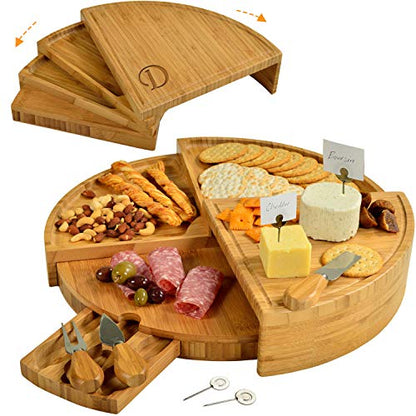Picnic at Ascot Personalized Charcuterie Board. Unique Patented Design Saves Storage Space & Stores Tools. Wedding Gift, Housewarming, Birthday, Graduation - color: Letter - D