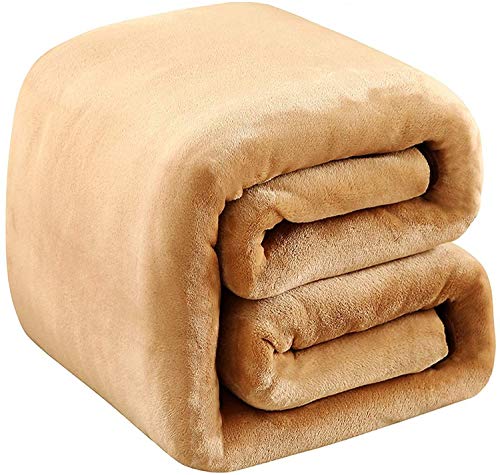 Polar Fleece Blankets Twin Size for The Bed Extra Soft Brush Fabric Super Warm Sofa Blanket 66" x 90"(Camel Twin) - color: Camel, size: Twin (90-Inch-by-66-Inch)