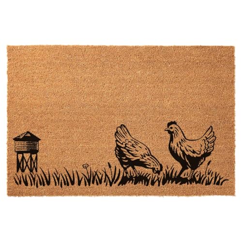 Funny Welcome Front Porch Decor Mat for The Entrance Way Rug with Heavy-Duty Non Slip Outdoor Coconut Coir Doormats 23.6 x 15.7inch (Farmhouse Chicken) - color: Farmhouse Chicken