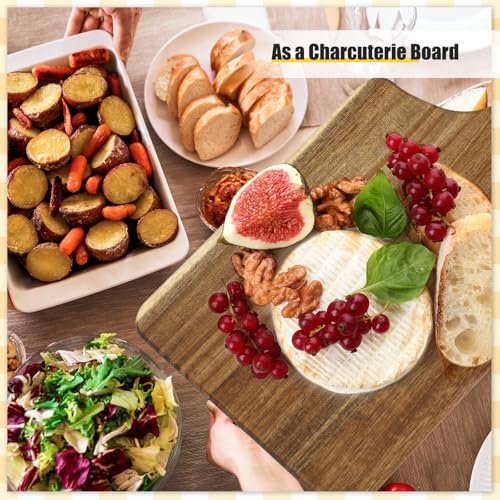 Didaey 6 Pcs Cutting Board Bulk Kitchen Thicken Chopping Platter with Handles Wooden Charcuterie Serving Trays Blank Wood Boards for Engraving Wedding Housewarming(Acacia Wood,13 x 7 Inch) - size: 13 x 7 Inch