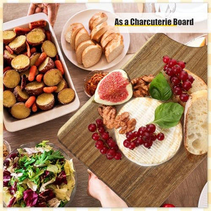 Didaey 6 Pcs Cutting Board Bulk Kitchen Thicken Chopping Platter with Handles Wooden Charcuterie Serving Trays Blank Wood Boards for Engraving Wedding Housewarming(Acacia Wood,13 x 7 Inch) - size: 13 x 7 Inch