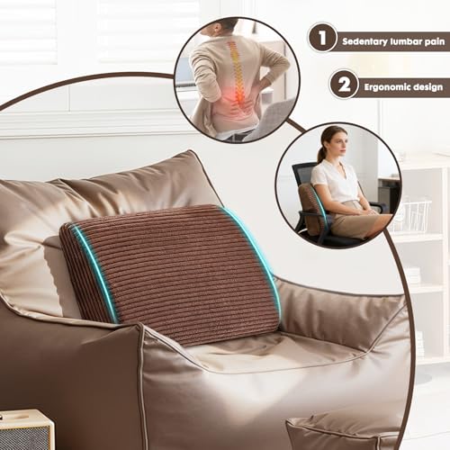 Large Lumbar Cushion Lumbar Support Pillow, Ergonomic Lumbar Pillow with Machine Washable, Help Relieve Pain of Back, Lumbar, Tailbone and Sciatic Nerve Support. (Brown) - color: Brown