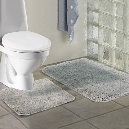 Walensee Shaggy 2 Piece Bath Rug Sets (Light Tan) 20 x 24 U Shape Contour Rug & 20 x 32 Bathroom Rug Machine Wash/Dry Bath Mats Plush Absorbent Bathroom Rugs and Mats Set Non Slip - color: Light Tan