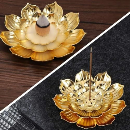 Incense Holder with Incense Stick Tray,Multi-Functional Incense Burner and Stick Holder Combo,Ash Holder (1, Golden,Silvery) - color: Golden,silvery
