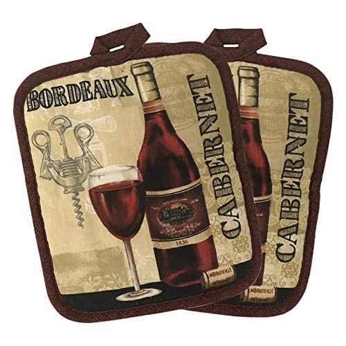 Kitchen Towel 5 Piece Linen Set 2 Towels 2 Pot Holders 1 Oven Mitt (Cabernet) - color: Cabernet