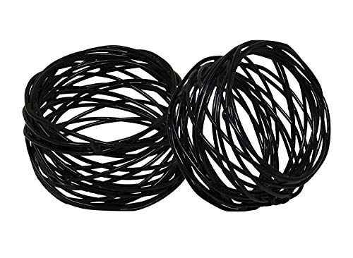 ITOS365 Handmade Round Mesh Black Napkin Rings Holder for Dinning Table Parties Everyday, Set of 12 - color: Black