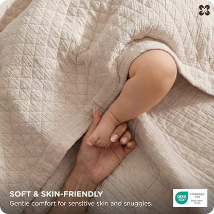 Bedsure PureWoven 100% Cotton Muslin Blanket 8-Layer, King, Linen Beige | 108" X 90", Breathable, Moisture-Wicking, All-Season, Softens After Wash, 460 GSM, Gauze Bedding, Low Shedding, for Adults - color: Linen Beige, size: King