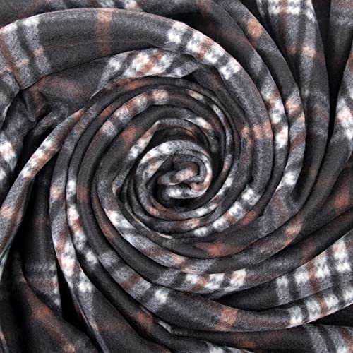 Trail maker 50x60 Throw Blankets, Plaid Fleece Throw Blankets for Bedroom, Couch, Livingroom, Chair, Pets, Outdoors - color: Brown