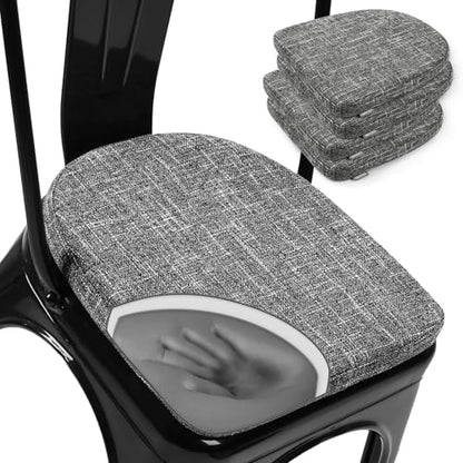 SINOSSO Memory Foam 14" Metal Chair Cushions 4 Pcs, Modern Interwoven Style Magnetic Chair Pads for Dining Kitchen Cafe Bistro Stackable Chair (U-Shape, Grey, 4) - color: Grey