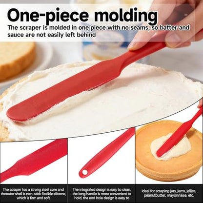 6Pcs Silicone Jar Spatulas, Cake Cream Spatulas Set, Non-Stick Heat Resistant Mixing Butter Spatulas Baking Scrapers for Jars Blenders Cooking Stirring - color: 6PCS Mix, size: 24X2.5X0.5CM