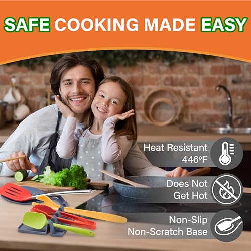 Silicone Spoon Rest for Stove Top, XL 9.2 Inch, DISHWASHER SAFE | NON-STICK Surface for Quick Cleanup, Non-Slip, Safe for Glass and Induction Cooktops, Raised Edges Catch Drips, Cool Gray - color: Cool Gray -1 Piece