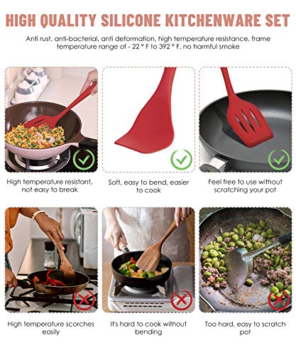 Pranski Kitchen Utensils Set-12 Pieces Silicone Cooking Utensils Set (Dishwasher Safe) 392°F Heat Resistant Spatula Set, Nonstick Cookware | Dishwasher Safe 392°F Heat Resistant Spatula Set Kitchen Utensil Set for Nonstick Cookware,Best Kitchen Tools with