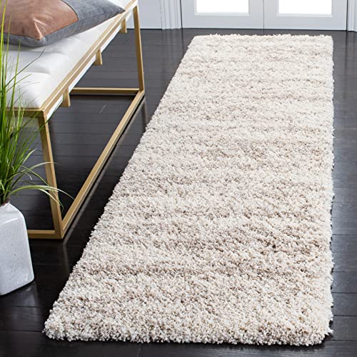 SAFAVIEH Hudson Shag Runner Rug 2'3"x12', Plush Ivory & Beige SGH206B - color: Ivory/Beige, size: 2'3" x 12' (Runner)