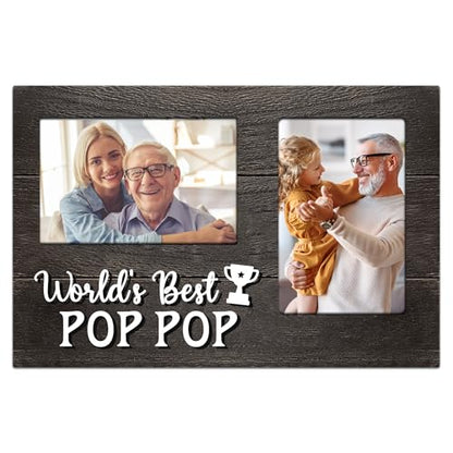 Christmas Pop Pop Gifts, Poppop Gifts from Grandson 3D Photo Frame Hold 4x6 Inches Two Photos, World's Best Pop Gift Gag Birthday Gift for Him from Granddaughter on Father's Day Grandparents Day - color: Poppop