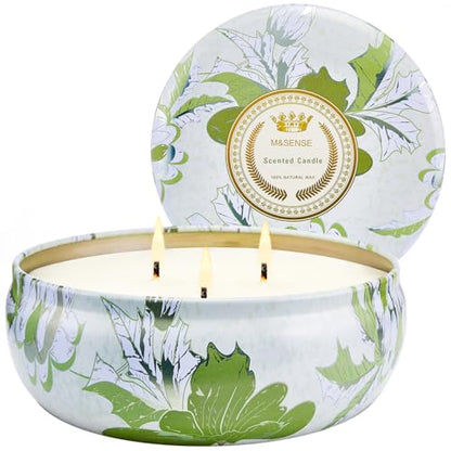 M&SENSE Citronella Candles Outdoor 12 oz, Large 3 Wick Soy Candle | Triple Wick, 40 Hour Long Burn, Non-Toxic,100% Natural Soy Wax, Stress Relaxing Aromatherapy Candle Gift for Women Men - color: Citronella